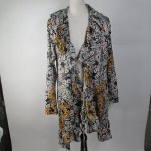 Style Nanda Women's Floral Long Tie Front Top Size Large